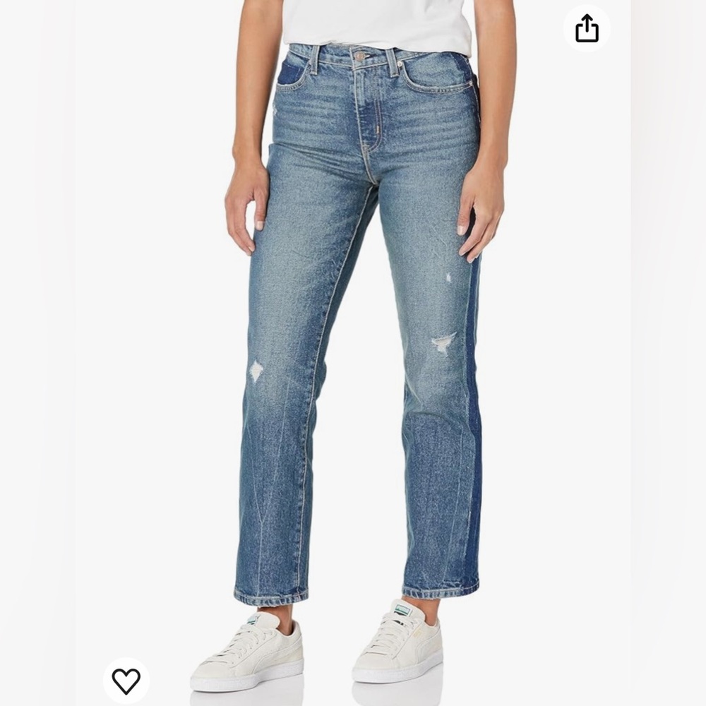Current/Elliott The Cropped Straight Jeans | Sawyer Wash with Raw Hem | Size 28